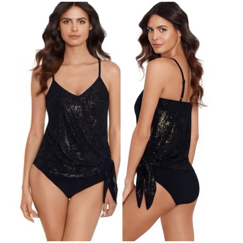 Magicsuit NWT Komodo Alex Side Tie Tankini Swim Top Size 8 Underwire Bra Gold